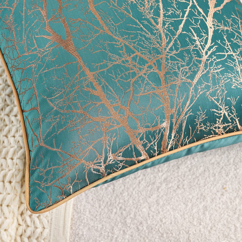 Avigers 12 x 20 Inch Rectangle Teal Green Brown Gold Tree Branch Embroidery Cushion Case Luxury Modern Throw Pillow Cover Decorative Pillow for Couch Living Room Bedroom Car - Image 5